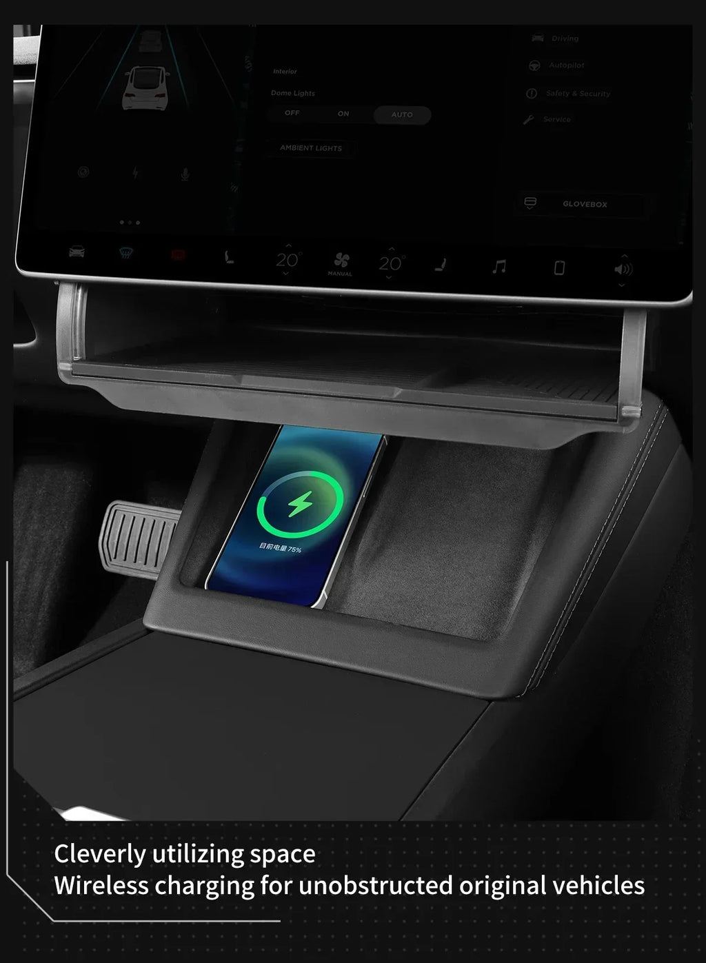 Under Screen Hidden Storage Tray for Tesla Model 3 and Model Y