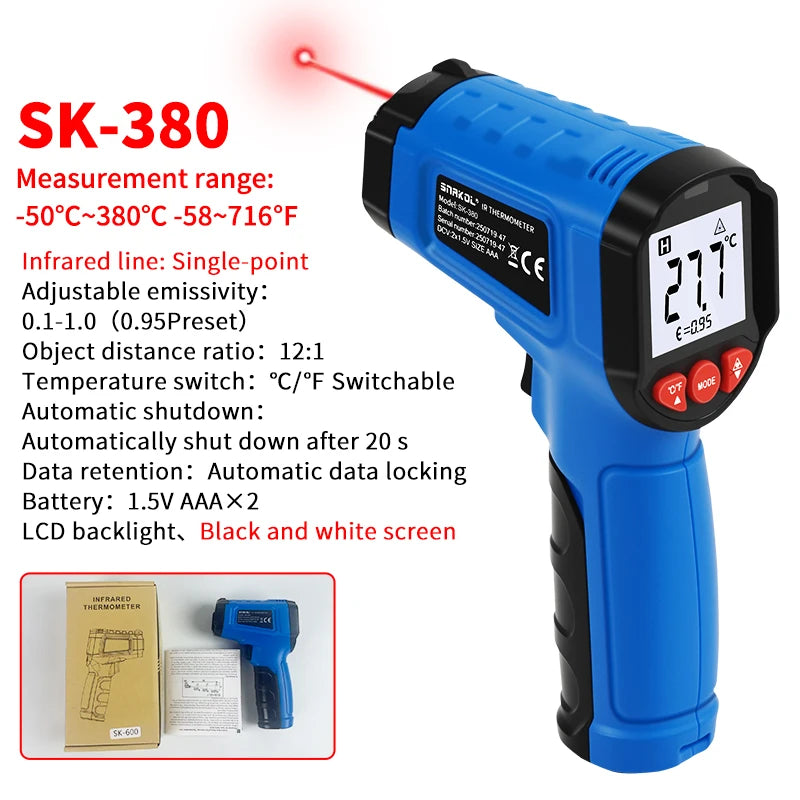 Infrared Non-Contact Digital Thermometer Handheld High-Precision Temperature Sernsor Industrial Kitchen Pyrometer Gun