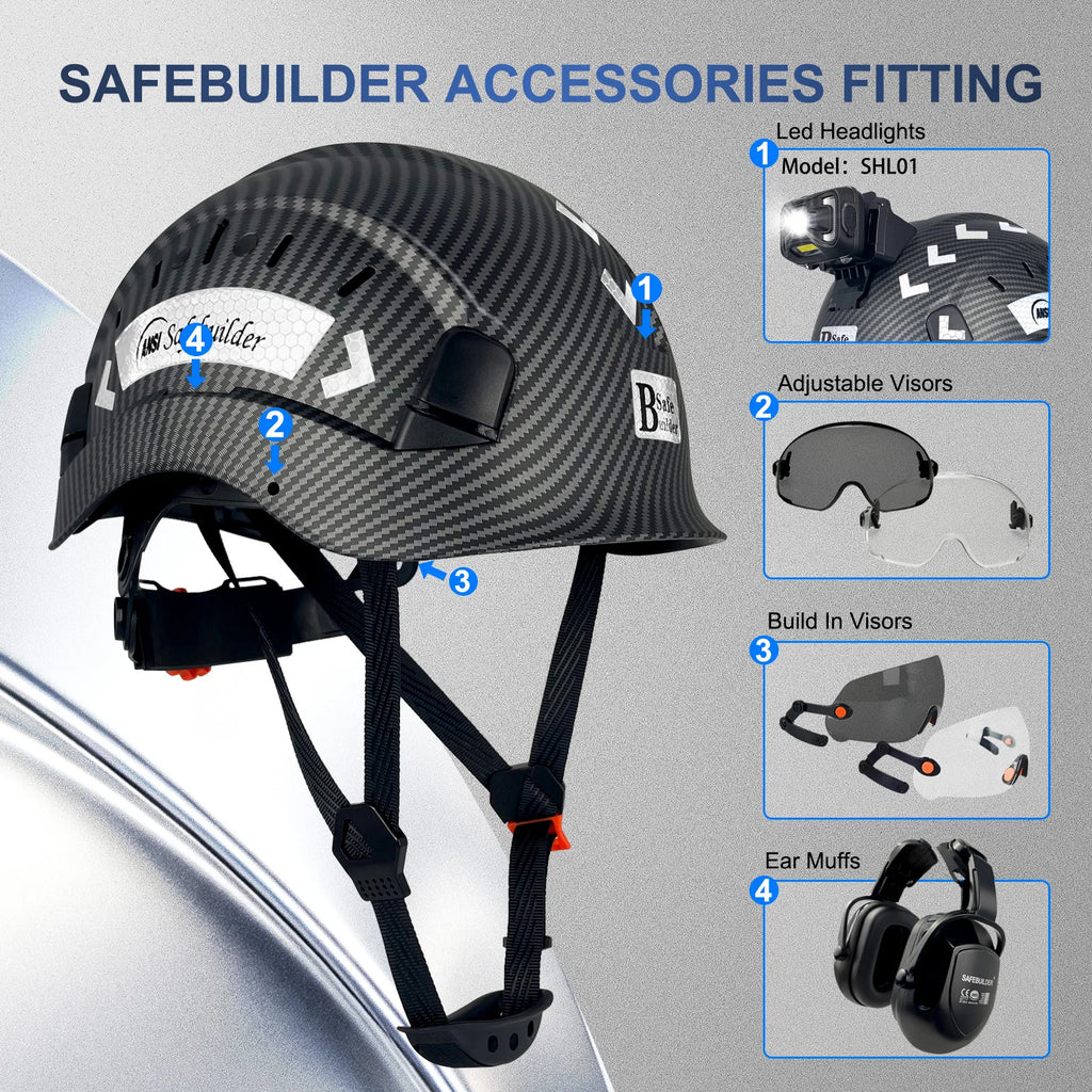 Construction Safety Helmet ABS Hard Hat Adjustable Ventilation System Hardhats Industrial Work Head Protection ANSI/ISEA Z89.1