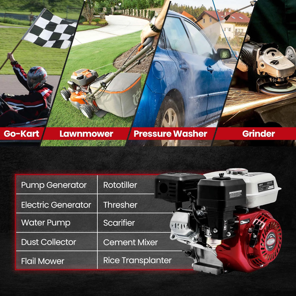 5.5HP 168cc 4-Stroke OHV Gas Engine with 20mm Shaft for Honda GX160