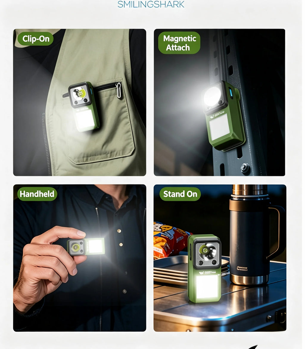 LED Magnetic Clamp Flashlight Outdoors Ultra-long-lasting Lighting Work Emergenc Lamp Clip-on Rechargeable Camping Hiking Light
