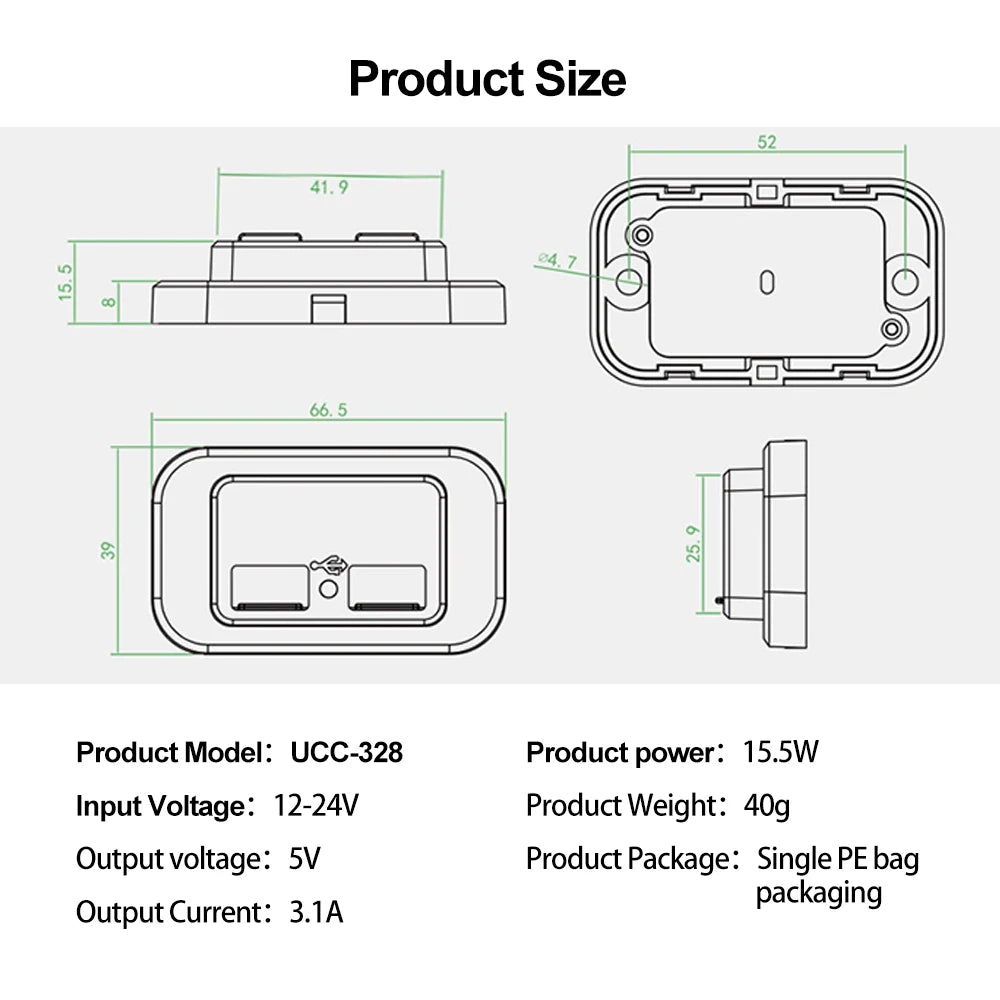 Dual USB Car Charger Socket 12V/24V Fast Charging with LED - image 6