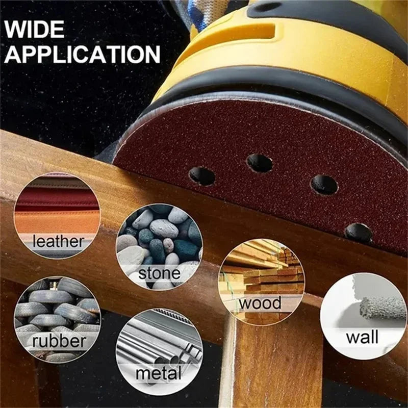 Universal 8-Hole 125mm Sanding Discs for Metal Wood and Glass 40-3000 Grit