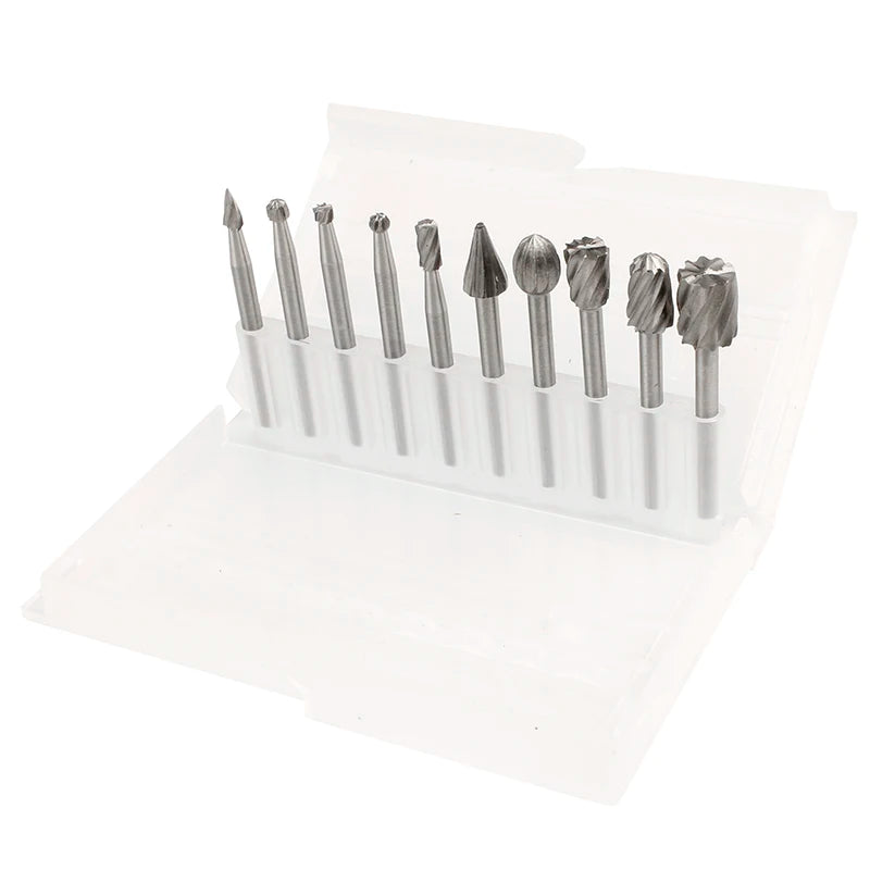 6/10pcs Set HSS Routing Router Drill Bits Set for Carbide Rotary Burrs Tools Wood Stone Metal Root Carving Milling Cutter
