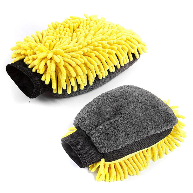 Large Waterproof Chenille Car Wash Mitt, Thick Double-Faced Wax and Detailing Glove