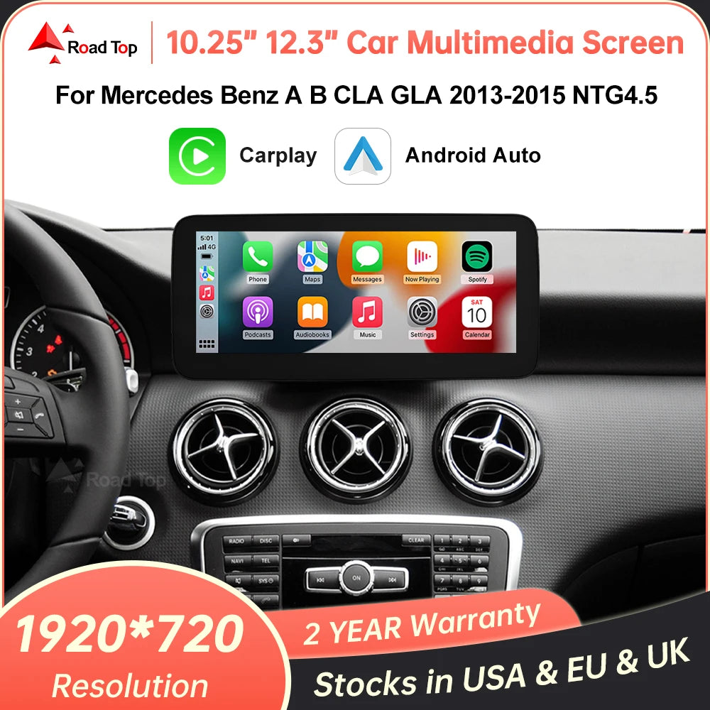 RoadTop Wireless CarPlay Android Auto 10.25" Screen for Mercedes