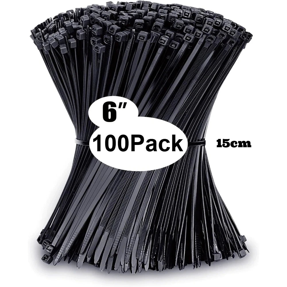 Zip Ties Assorted Sizes 4 6 8 12 Inch 100/400 Pack Black UV Resistant Cable Ties