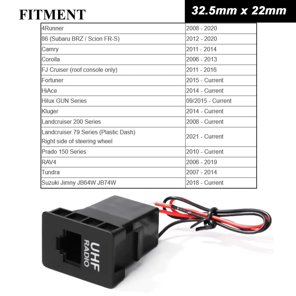 UHF Radio RJ45 Socket with Blue LED for Toyota RAV4 Hilux Prado - image 6
