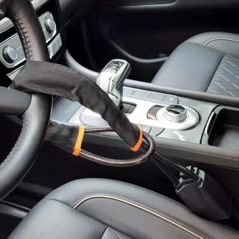 Steel Steering Wheel to Seat Belt Anti-Theft Lock with 2 Keys, Cars & SUVs