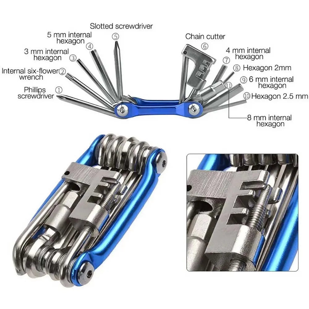 11-in-1 Bicycle Repair Tool Kit – Wrench, Hex & Screwdriver