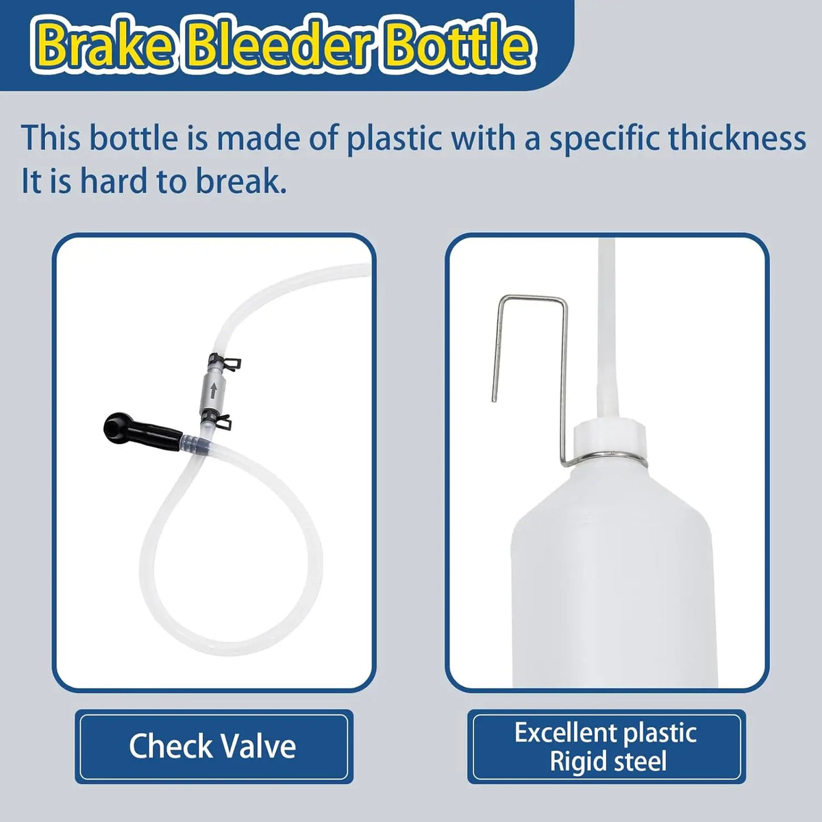 1L Brake Fluid Bleeder Kit with Non-Return Valve & Hook - Car Motorcycle One Person Bleeding Tool