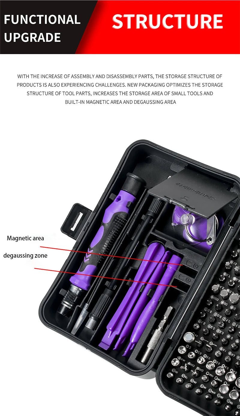 170-in-1 Magnetic Screwdriver Bit Set Torx Phillips Phone PC Repair Kit - image 11