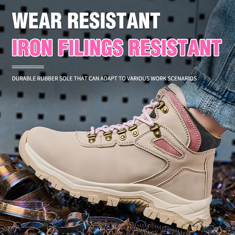 Steel Toe Safety Shoes Women Anti-Puncture Anti-Smash Non Slip Industrial Work Boots, Lightweight CE New Work Safety Shoes