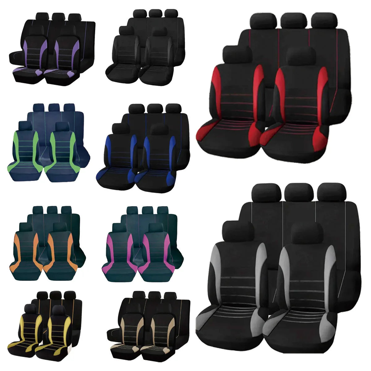 Universal Car Seat Covers Full Set, 2 or 5 Seats