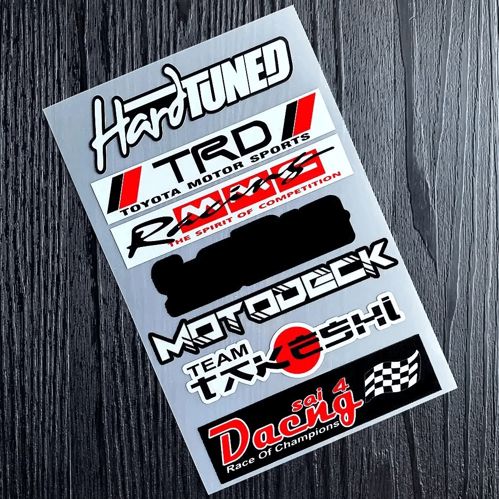 Racing Sponsor-Style Reflective Decal Kit for Car, Motorcycle and Helmet