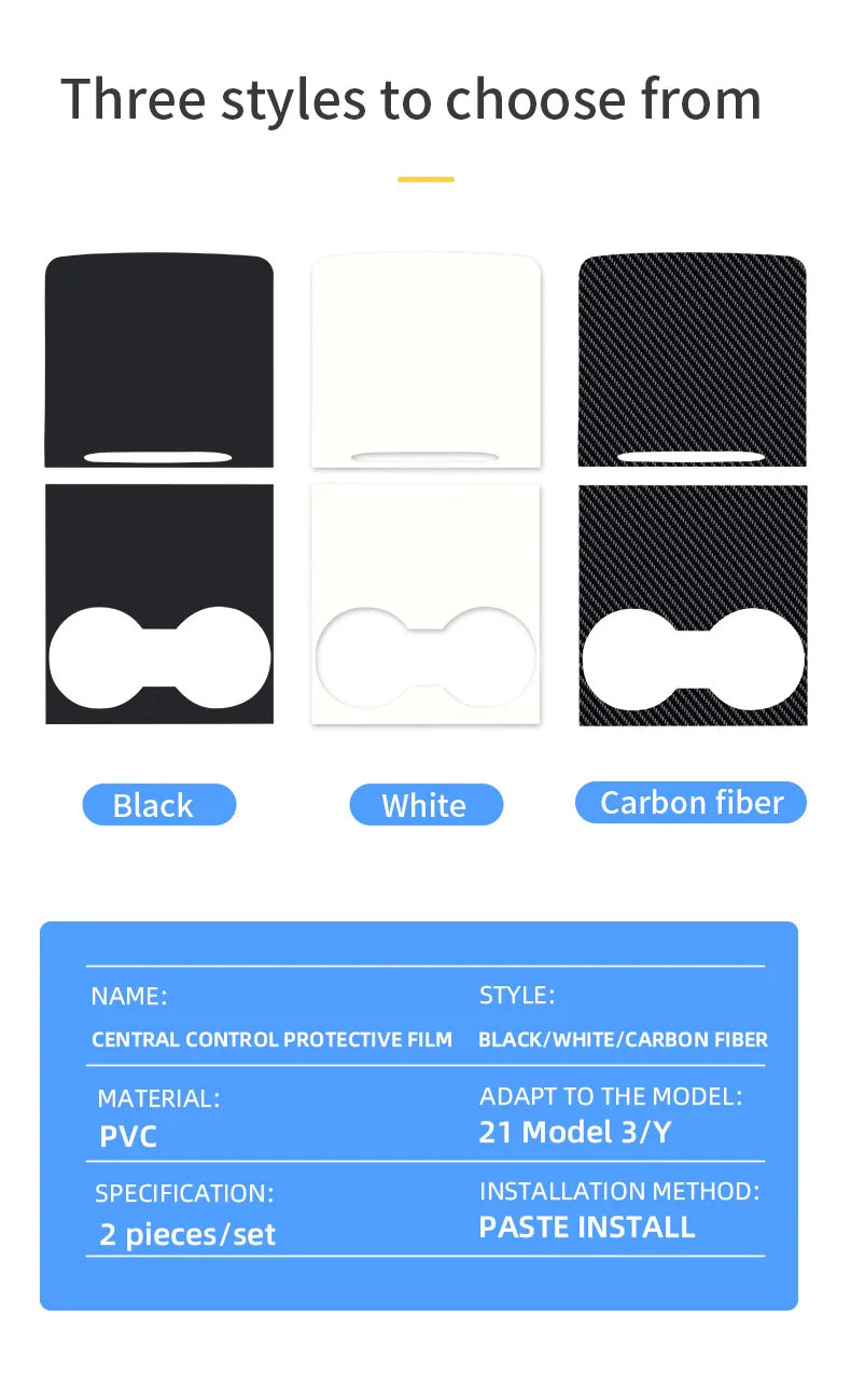 Center Console Protective Sticker for Tesla Model 3 and Model Y 2021-2025