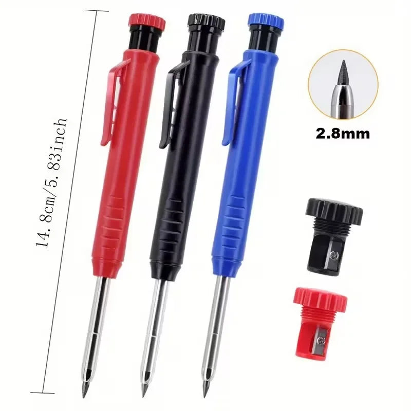 3-Color Carpenter Pencil Set with Sharpener & Refills - image 2