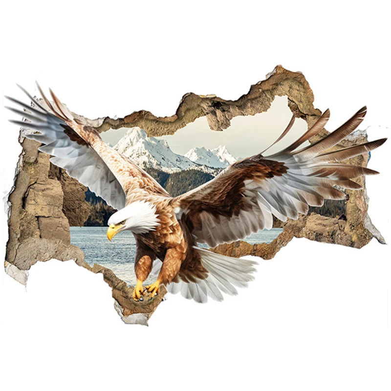 3D Broken Wall Eagle Mural Wall Sticker for Home Decoration - view 20