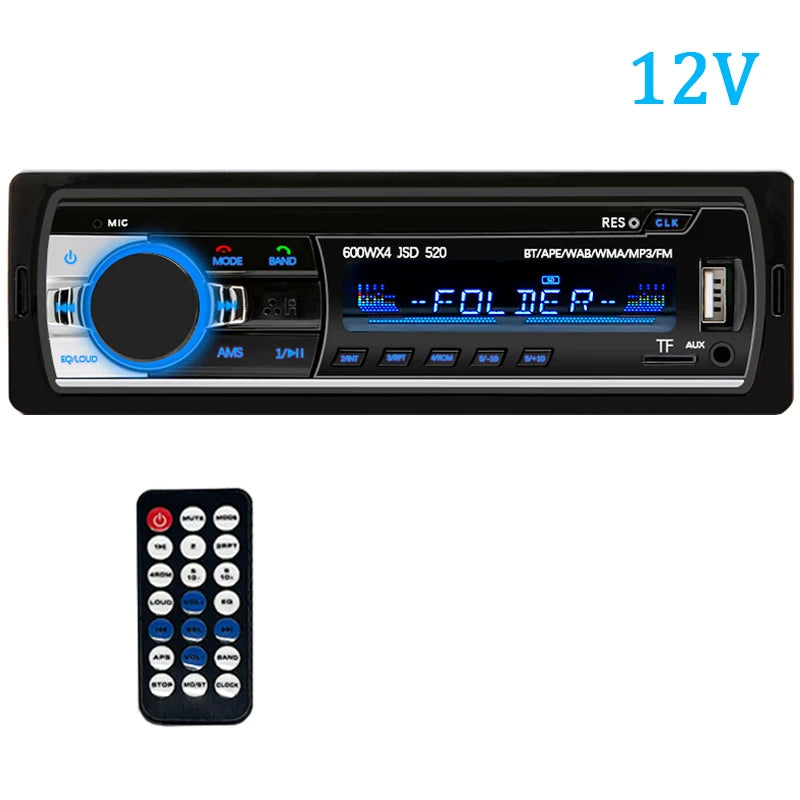 Single DIN Car Stereo with Bluetooth, FM Radio, USB & AUX Input