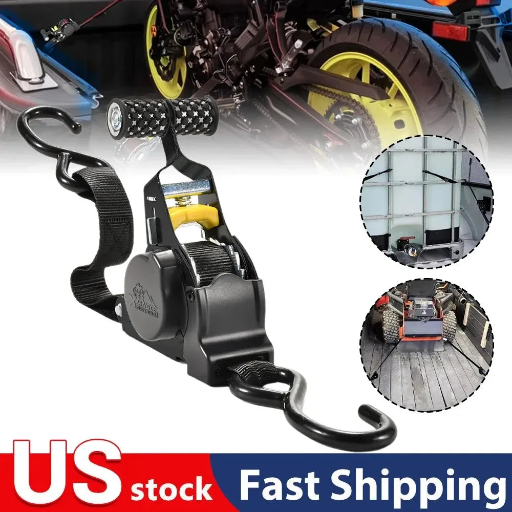 Cargo Tape with S Hook Heavy Duty Auto Retractable Ratchet Strap Tie Down Retractable Ratchet Straps for Trailers Vehicles Boat