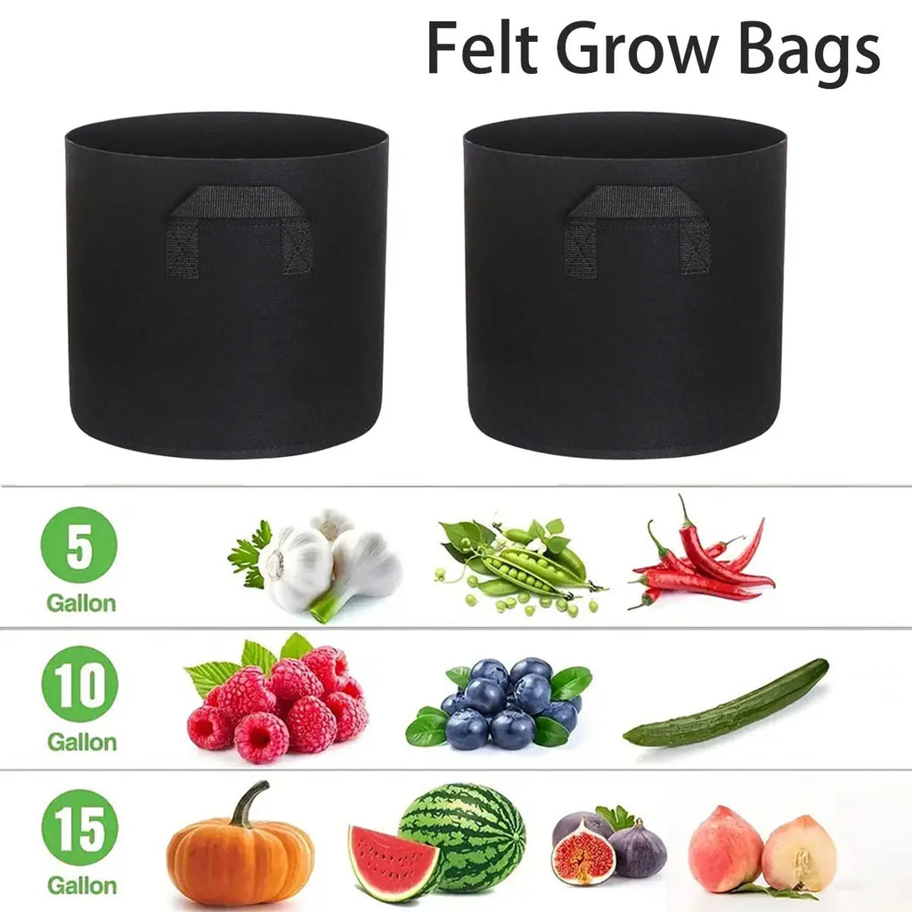 Felt Grow Bags 5/10/15 Gallon – Thickened Garden Pots