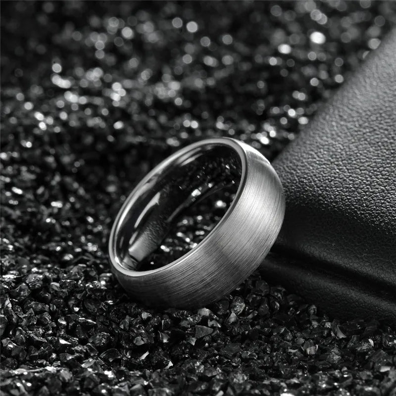 Men's Tungsten Carbide Wedding Band Ring - Brushed Silver 6mm/8mm - image 3