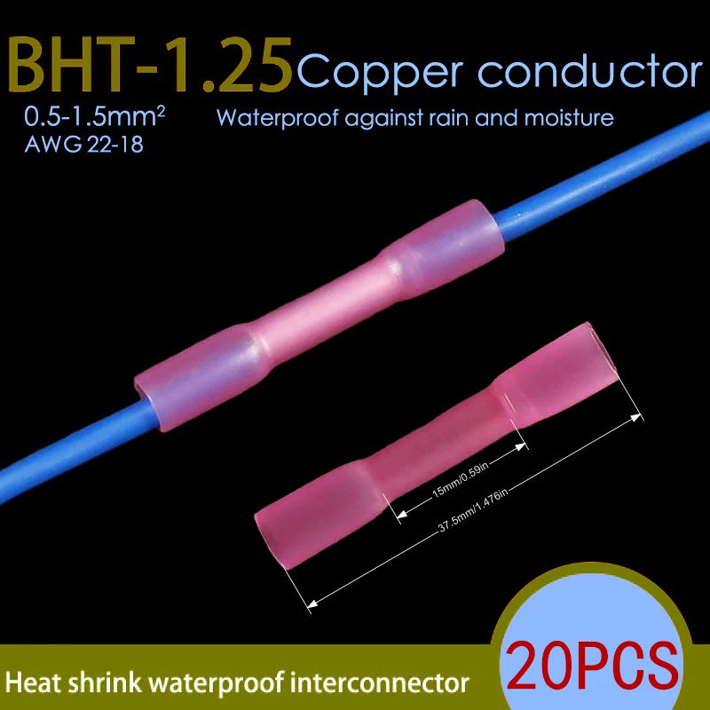 50-Piece Waterproof Heat Shrink Butt Splice Connectors Kit, 22-10 AWG