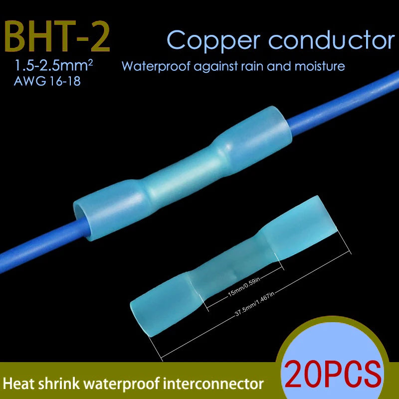 50-Piece Waterproof Heat Shrink Butt Splice Connectors Kit, 22-10 AWG