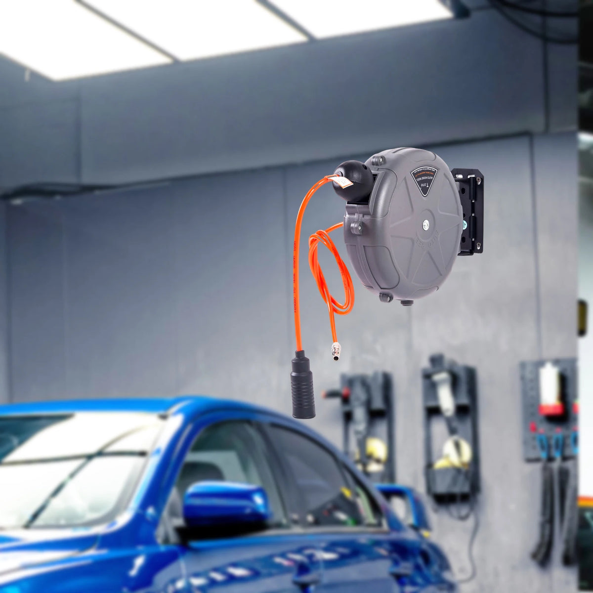 Automatic Retractable Air Hose Reel with 10M Air Hose Slow Retraction for Outdoor Car Washing Workshop Garage Garden Watering