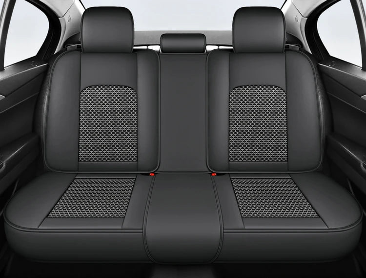 5-Seat Synthetic Leather Car Seat Cover Set with Lumbar Support