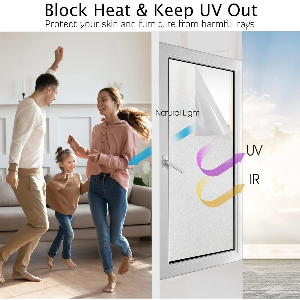 Frosted Window Privacy Film – UV Blocking, Static Cling