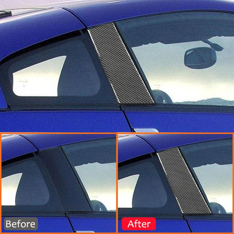 For 350Z 2003-2009 Carbon Fiber 2PCS Car Door B-Pillar Protection Strips Decoration Sticker Auto Exterior Accessories