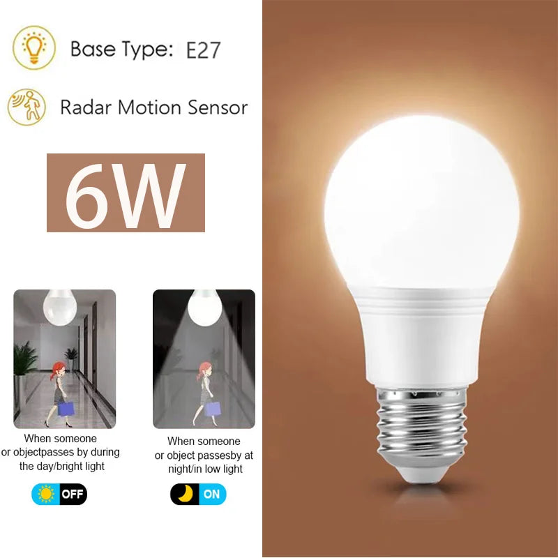 Radar Motion Sensor LED Bulb, Dusk to Dawn Auto On/Off Light