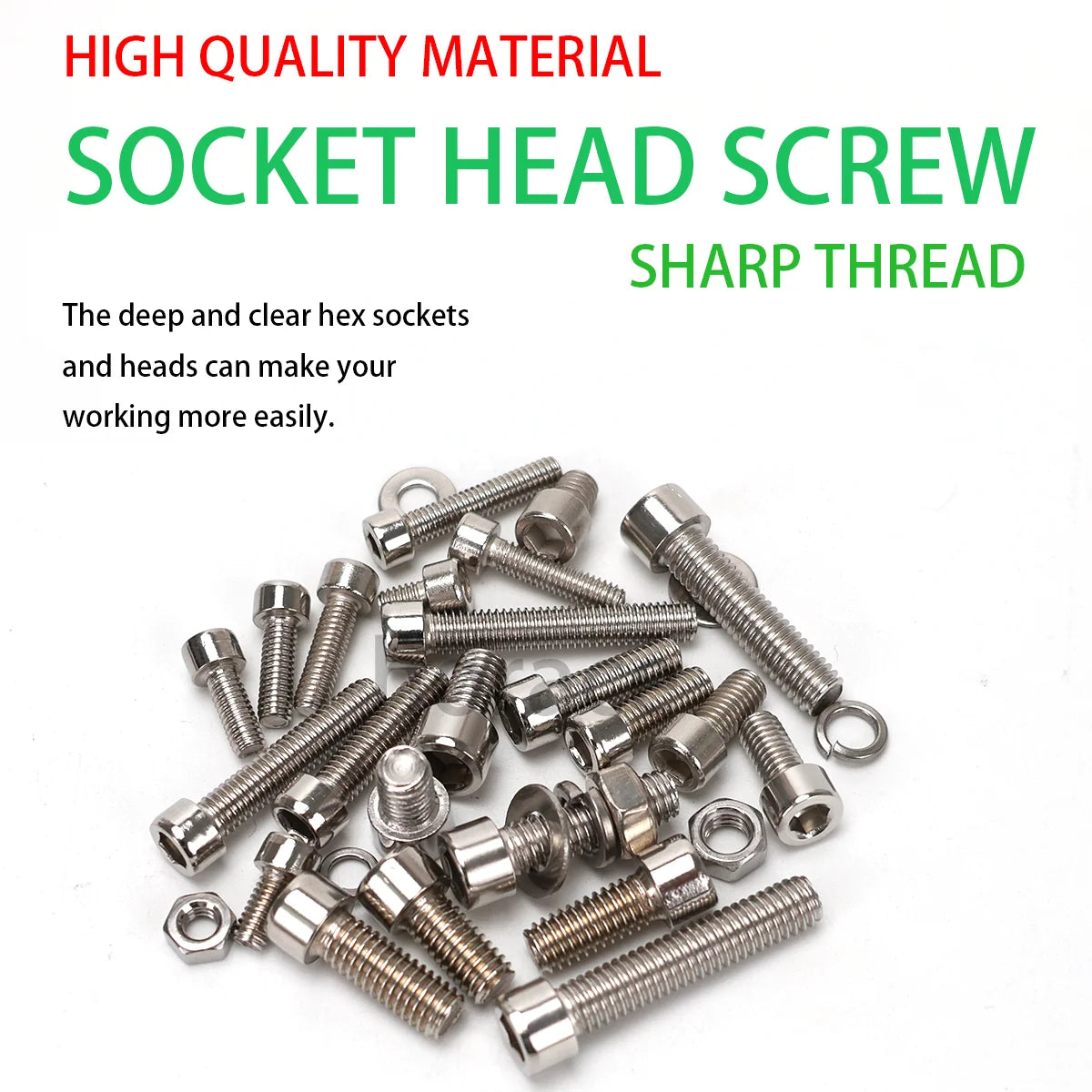 Stainless Steel Hex Socket Cap Screw Assortment M3-M6 with Nuts