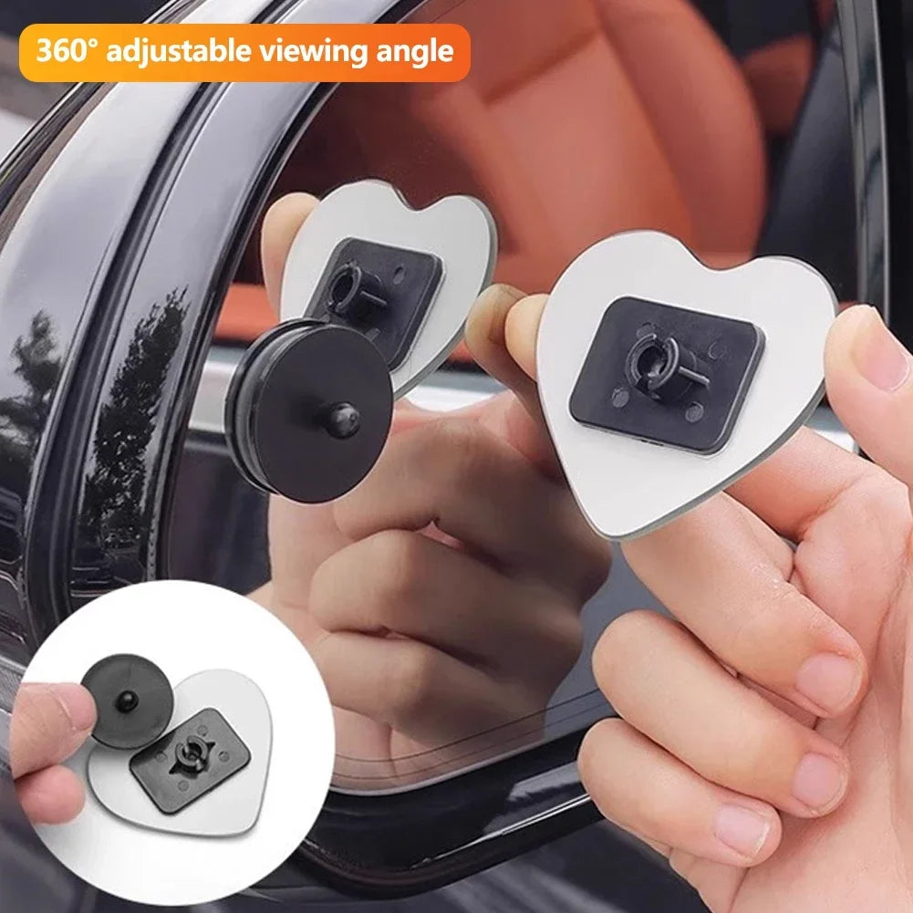 Heart Shaped Car Blind Spot Mirrors (2PCS) - Adjustable Convex Safety - image 5