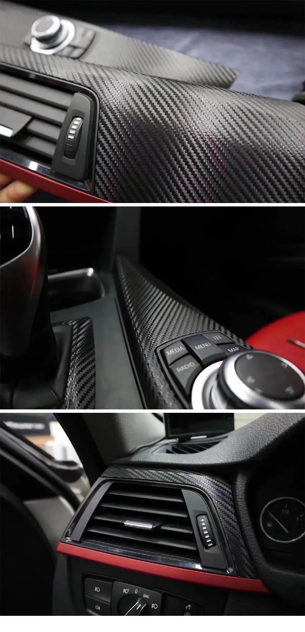 Carbon Fiber Car Body Vinyl Wrap, Matte and Glossy Black Film - view 20