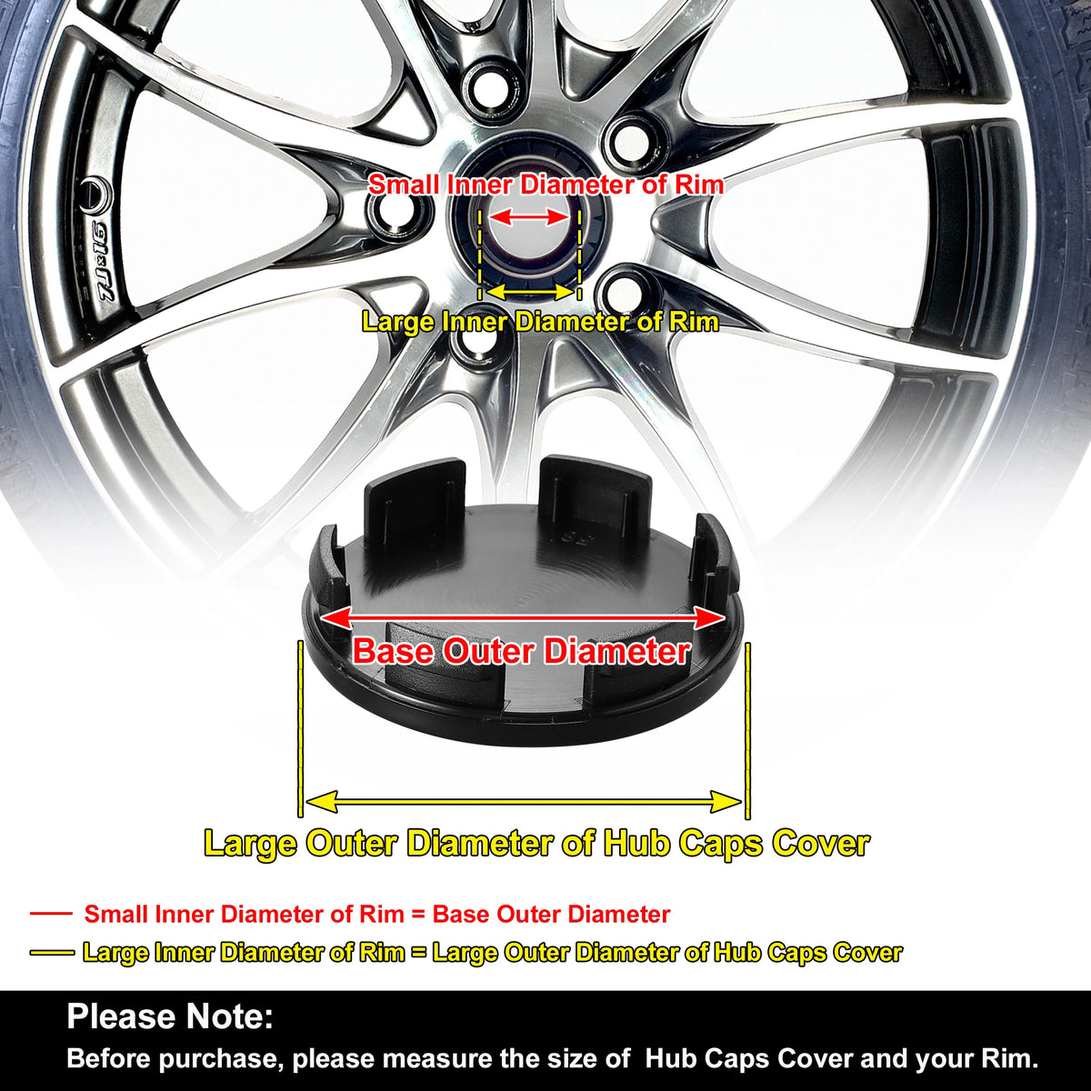 X Autohaux Universal Wheel Center Caps, 53-75mm 4-Pack - image 34