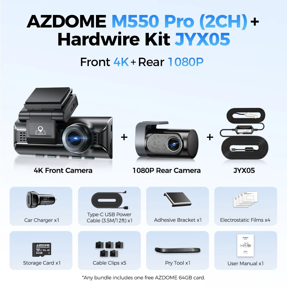 M550 Pro 4K Dash Cam with 5.8GHz Wi-Fi, GPS & IR Night Vision