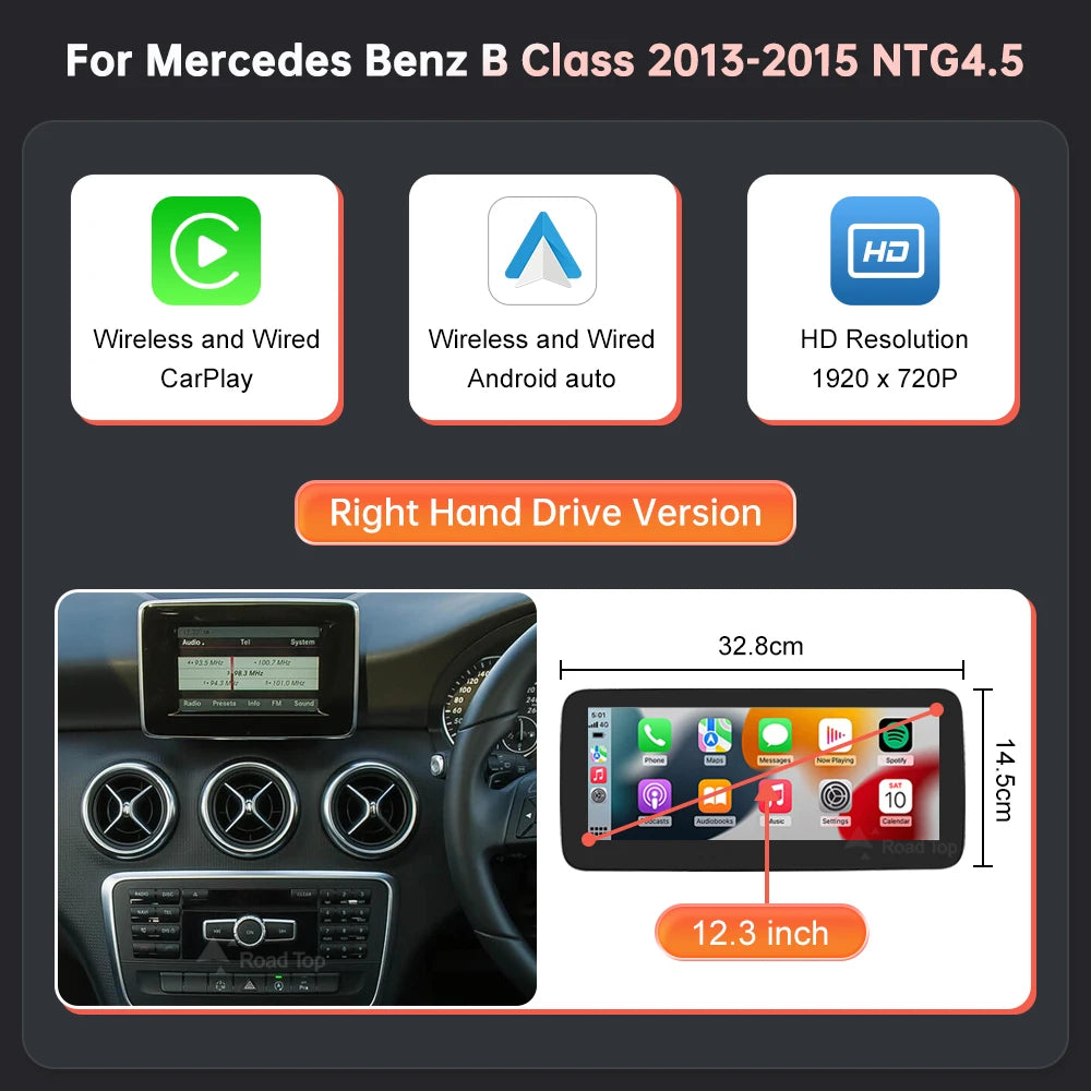 RoadTop Wireless CarPlay Android Auto 10.25" Screen for Mercedes - image 9