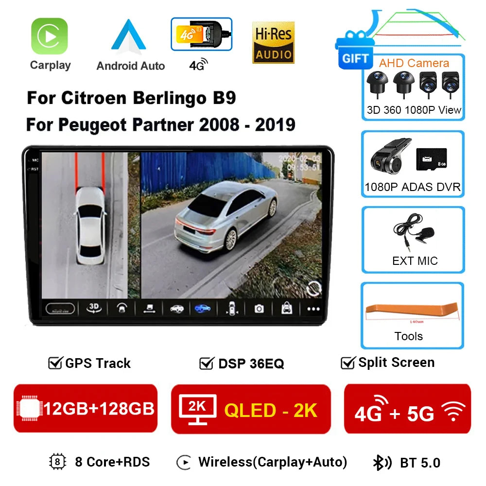 9" Android 16 Car Radio + CarPlay for Citroen Berlingo/Peugeot Partner - image 10