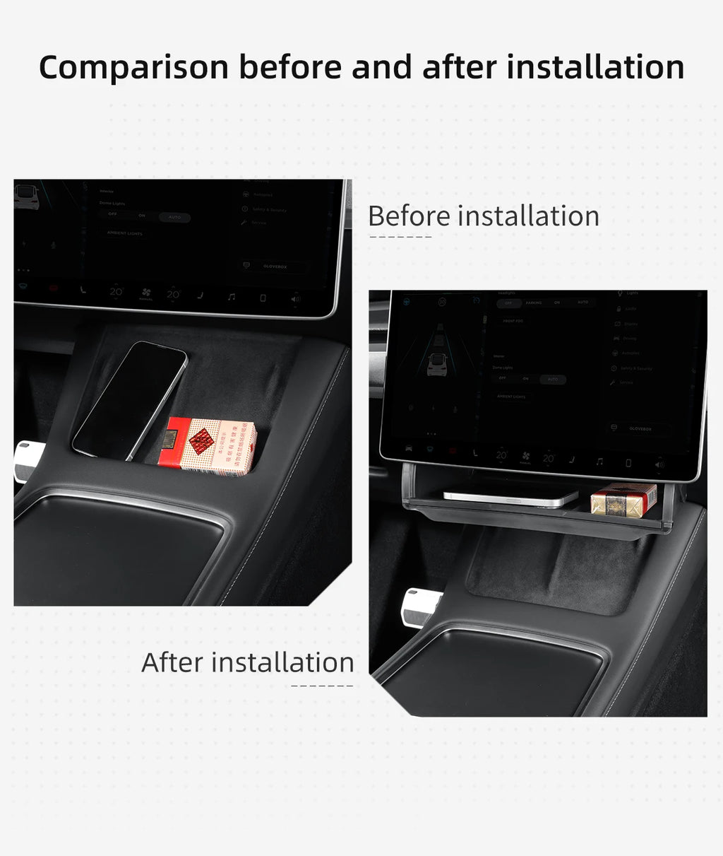 Under Screen Hidden Storage Box for Tesla Model Y 2024