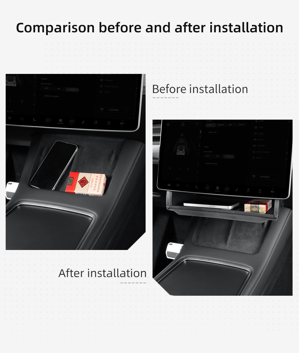 Under Screen Hidden Storage Box for Tesla Model Y 2024
