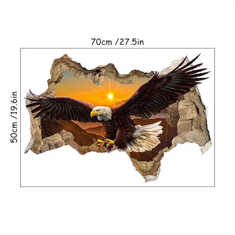 3D Broken Wall Eagle Mural Wall Sticker for Home Decoration - view 6