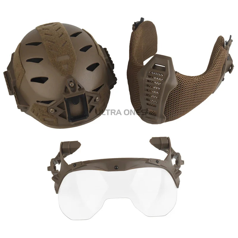 Tactical Helmet with Face Mask, Goggles & Ear Covers - image 2