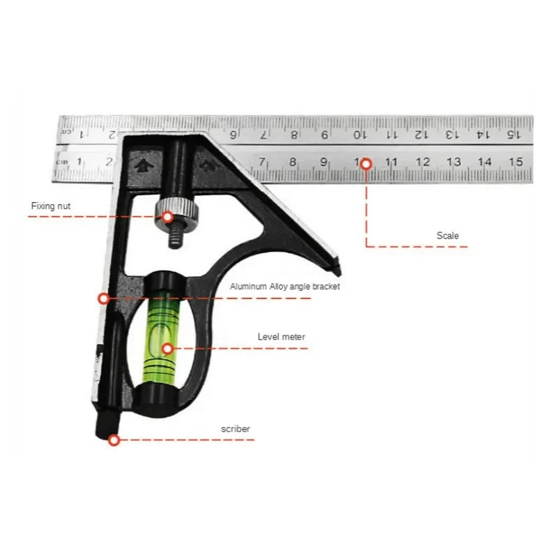 300mm Angle Combination Ruler Square – Woodworking Level