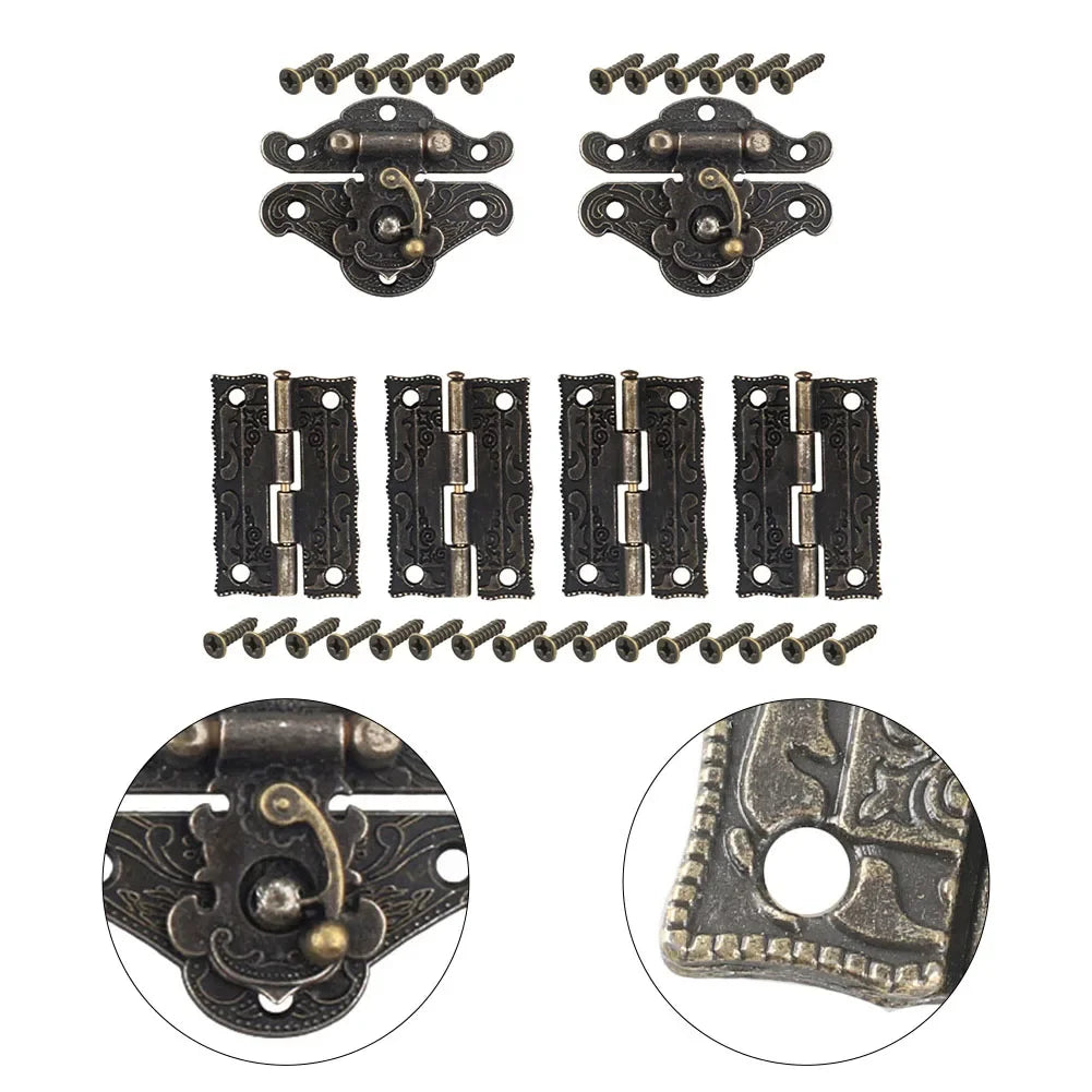 6-Piece Antique Bronze Cabinet Door Hinges with Screws