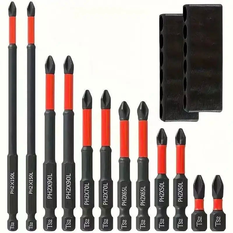 Magnetic Anti-Slip S2 Steel Screwdriver Bit Set for Drills, 3/6/12-Piece