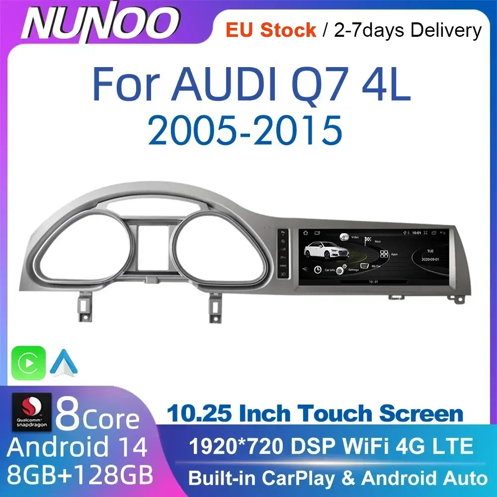 10.25" Android 14 CarPlay & Android Auto Player for Audi Q7 2005-2015