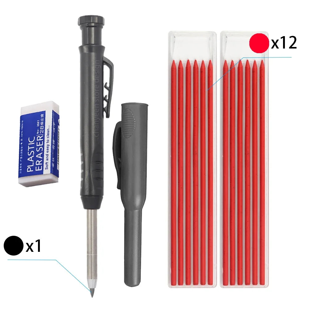3-Color Carpenter Pencil Set with Sharpener & Refills - image 22