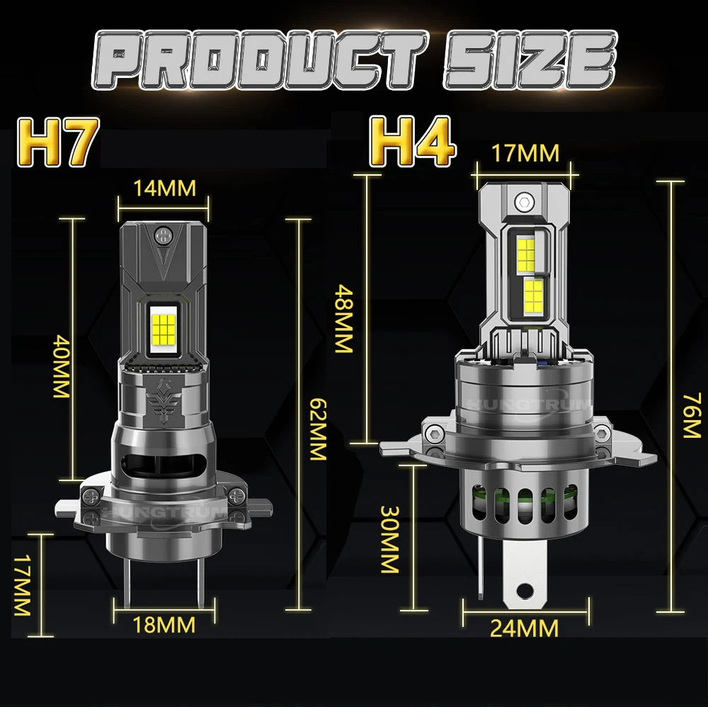 H7 H4 LED Headlight Bulbs 6000K 80000LM Plug & Play - image 6